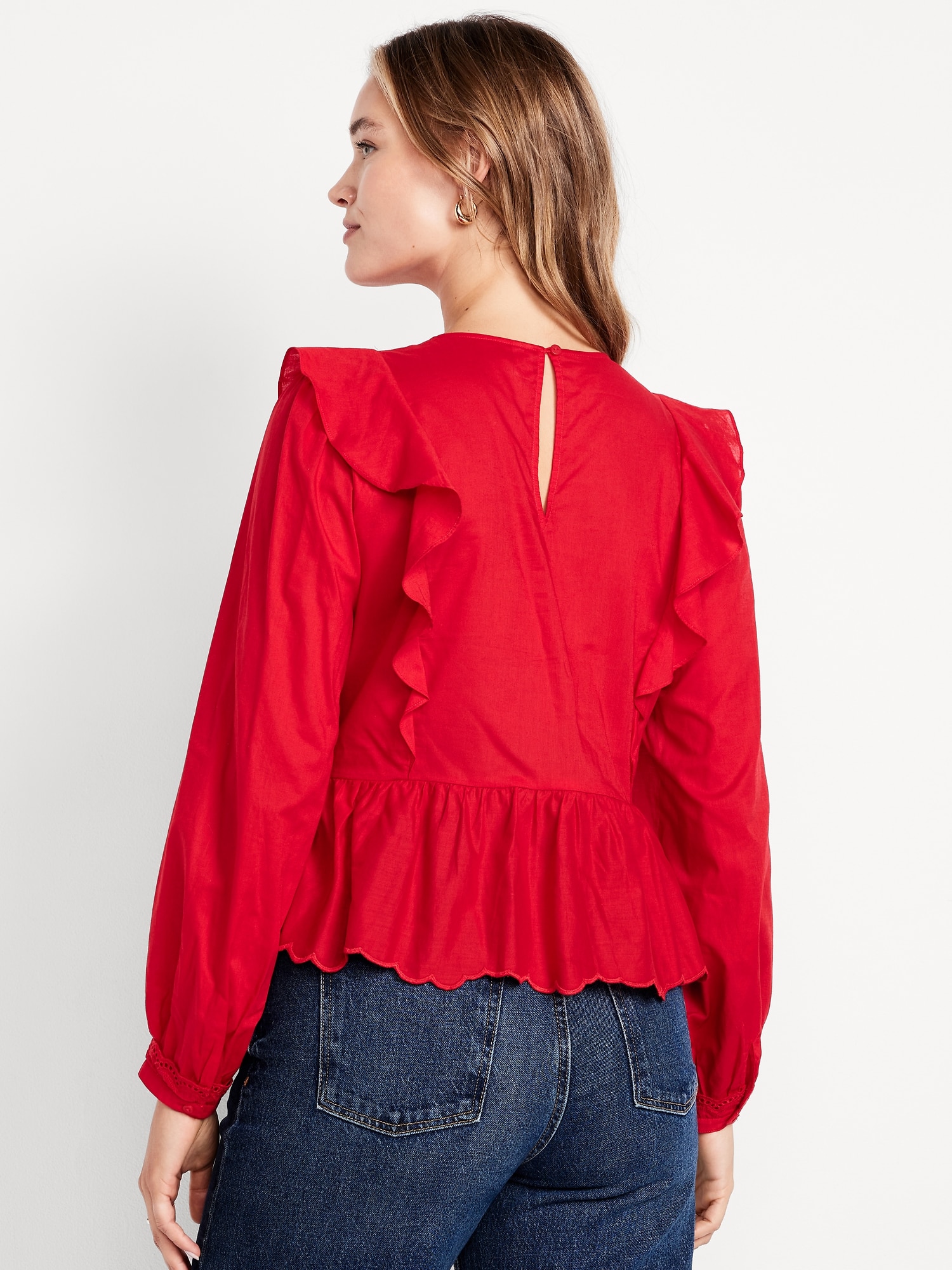 High-Neck Ruffle Peplum Top