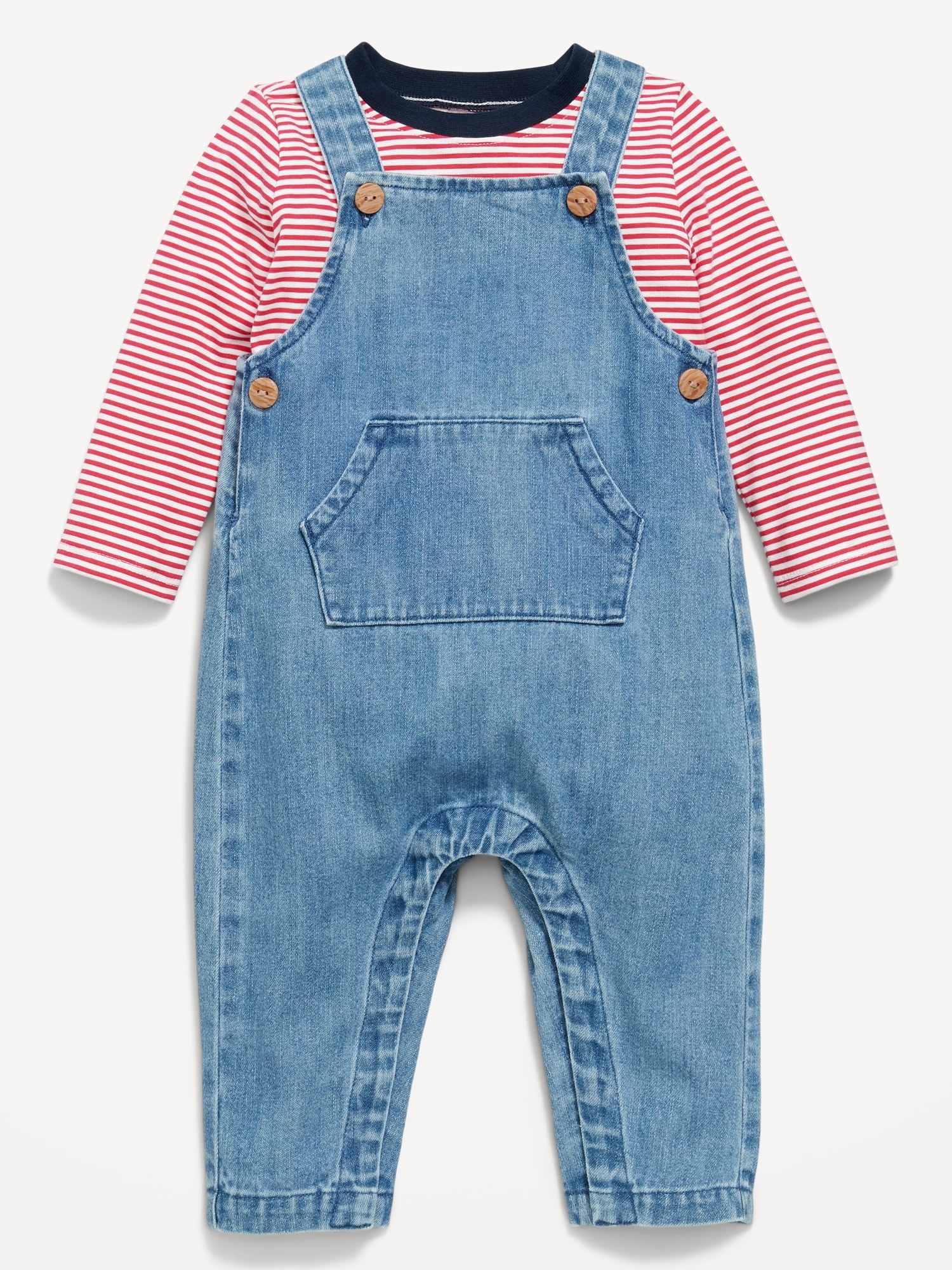 Long-Sleeve T-Shirt and Overalls Set for Baby
