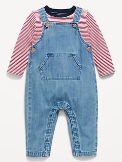 Long-Sleeve T-Shirt and Overalls Set for Baby
