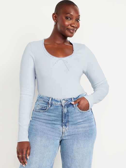 Image number 5 showing, Scoop-Neck Long-Sleeve Ribbed Top