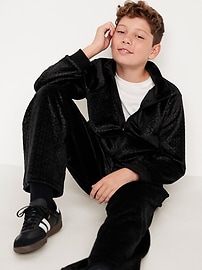 Image number 3 showing, Baggy Embossed Velour Track Pants for Boys