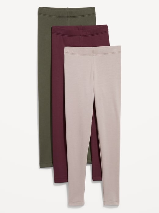 Image number 1 showing, High-Waisted Fleece-Lined Leggings 3-Pack