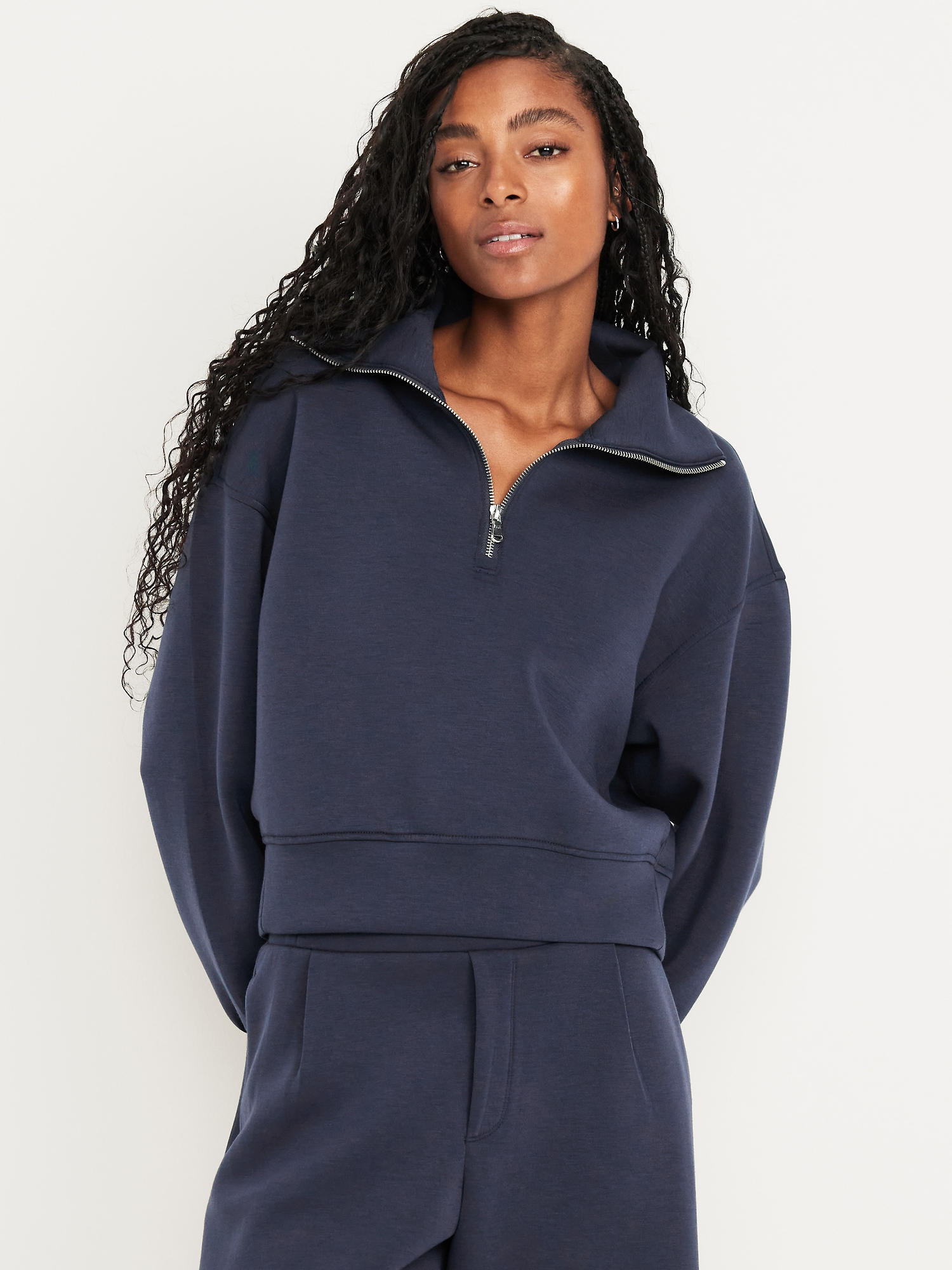 JUUYY Women Half Zip Fleece Pullover, Long Sleeve Casual Sweatshirt, Black XXL