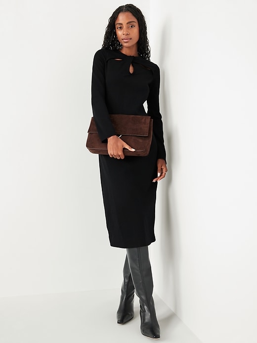 Image number 3 showing, Long-Sleeve Twist-Neck Midi Dress