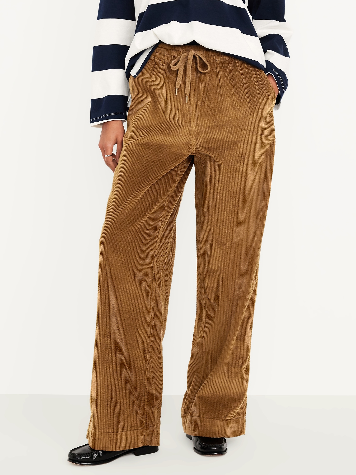 High-Waisted Pull-On Corduroy Pants