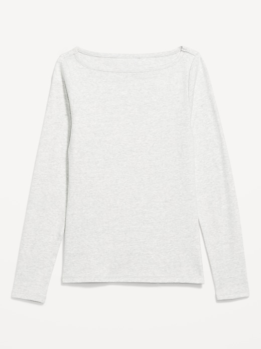 Image number 1 showing, Snug Long-Sleeve Boat-Neck T-Shirt