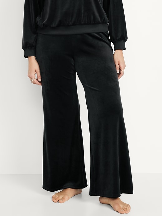 Image number 5 showing, High-Waisted Velour Flare Lounge Pants