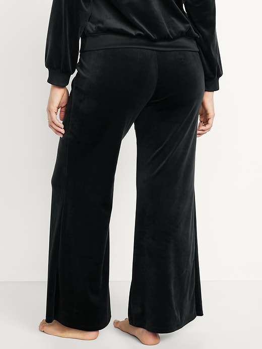 Image number 6 showing, High-Waisted Velour Flare Lounge Pants
