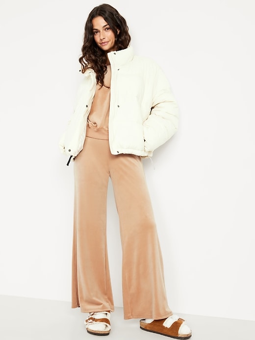 Image number 3 showing, High-Waisted Velour Flare Lounge Pants