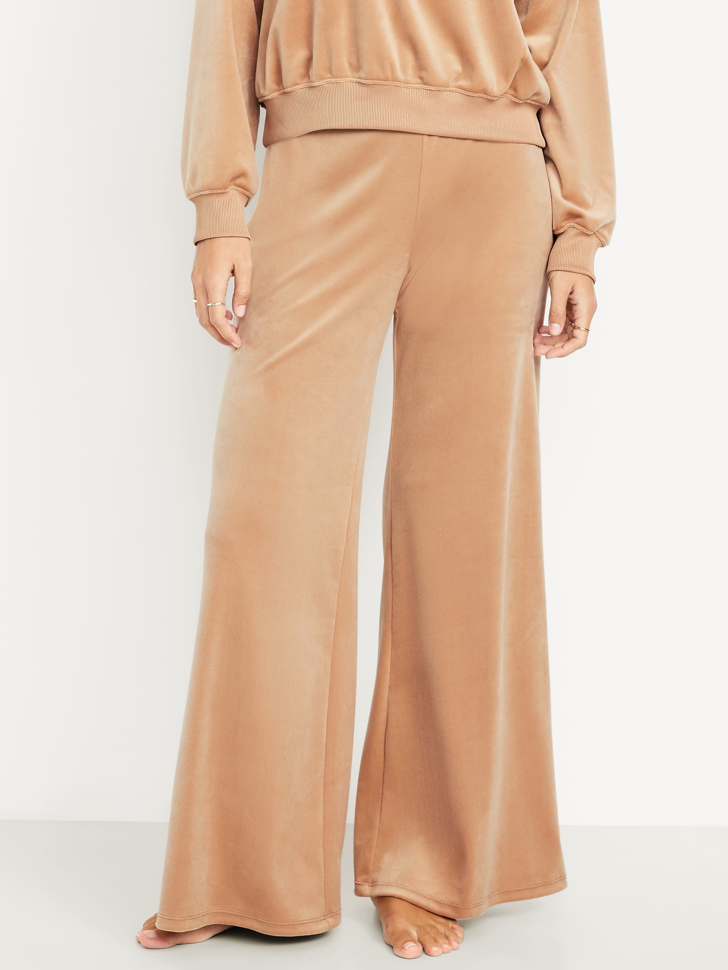 High-Waisted Velour Flare Lounge Pants