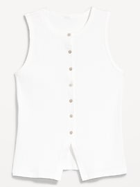 Image number 1 showing, Sleeveless Button-Down Ribbed Top