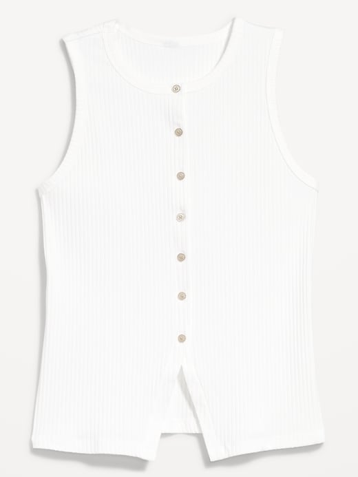 Sleeveless Button-Down Ribbed Top