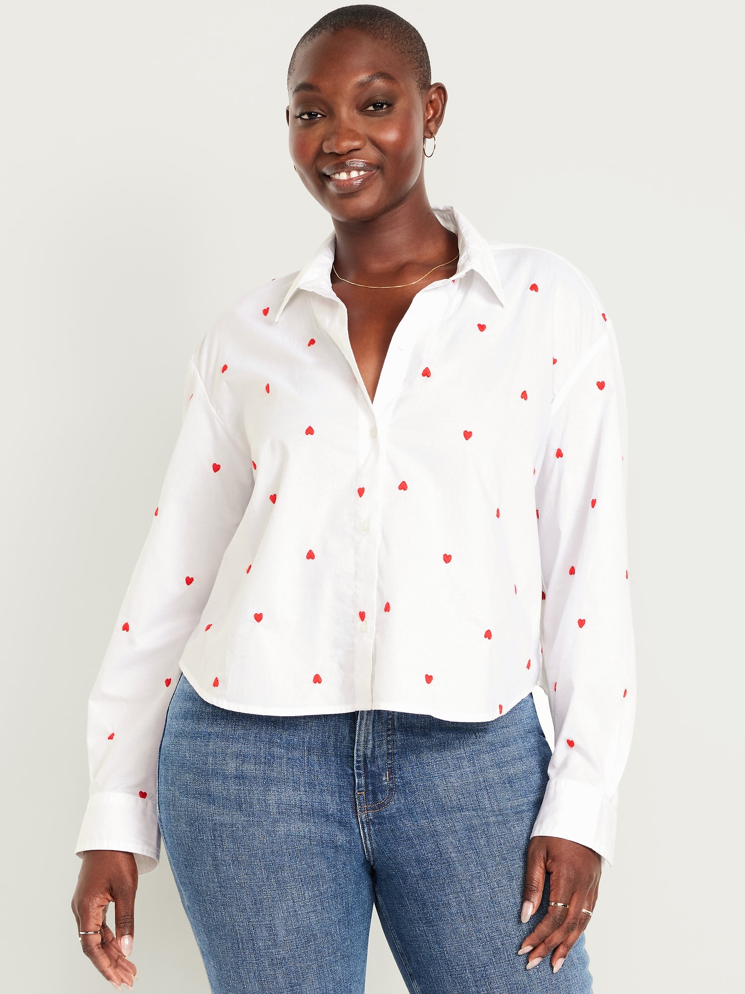 Cropped Button-Down Shirt | Old Navy