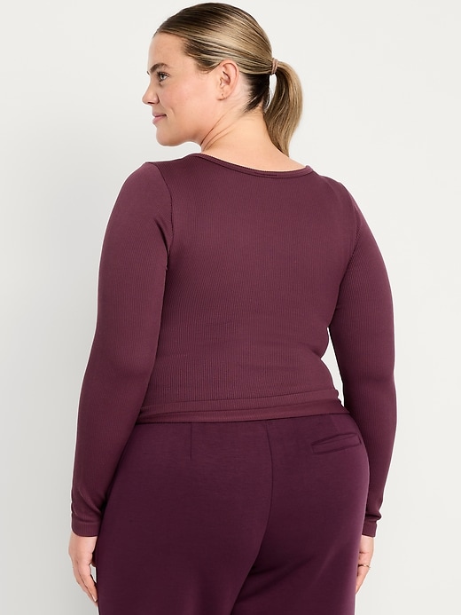 Image number 8 showing, Exhale Seamless Cropped Henley Top