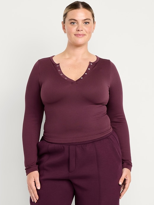 Image number 7 showing, Exhale Seamless Cropped Henley Top