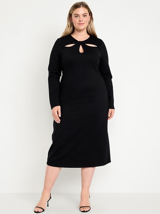 Image number 7 showing, Long-Sleeve Twist-Neck Midi Dress