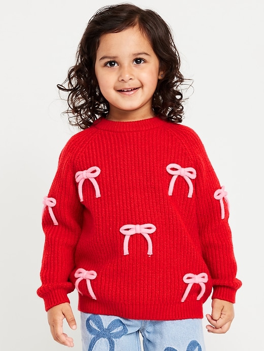 Image number 1 showing, SoSoft Long-Sleeve Bows Sweater for Toddler Girls