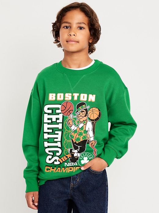 Image number 1 showing, NBA© Boston Celtics© Oversized Gender-Neutral Sweatshirt for Kids