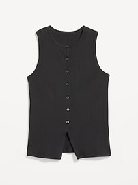 Image number 1 showing, Sleeveless Button-Down Ribbed Top
