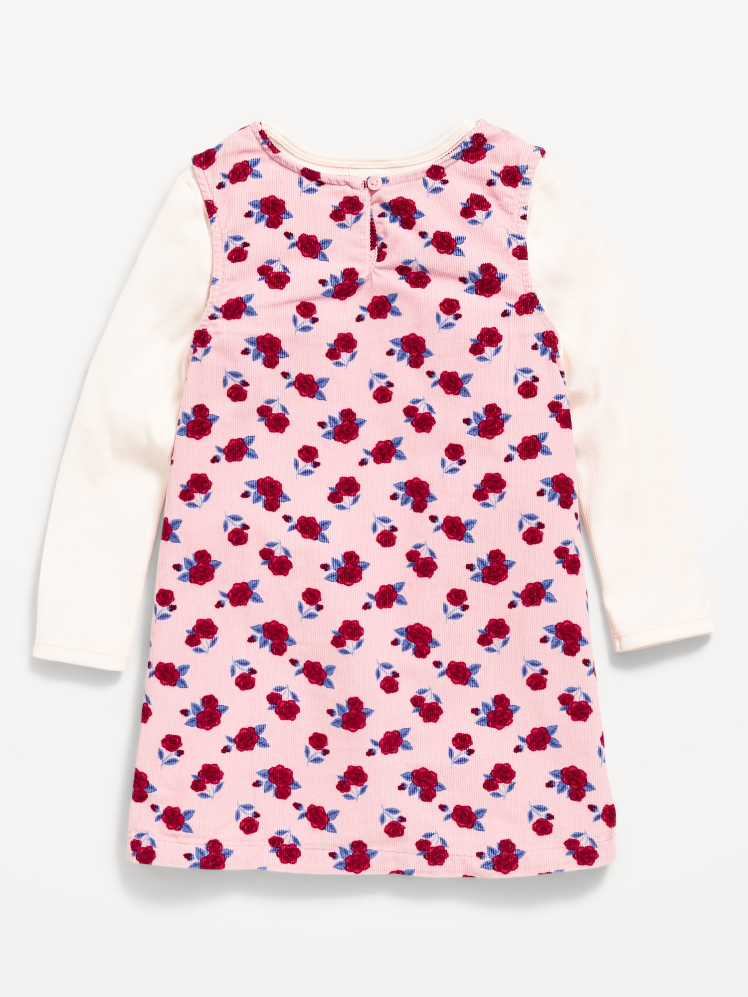 Long-Sleeve Ribbed T-Shirt and Corduroy Dress Set for Toddler Girls