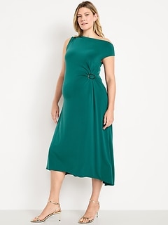 Maternity Asymmetrical Twist Drape Dress