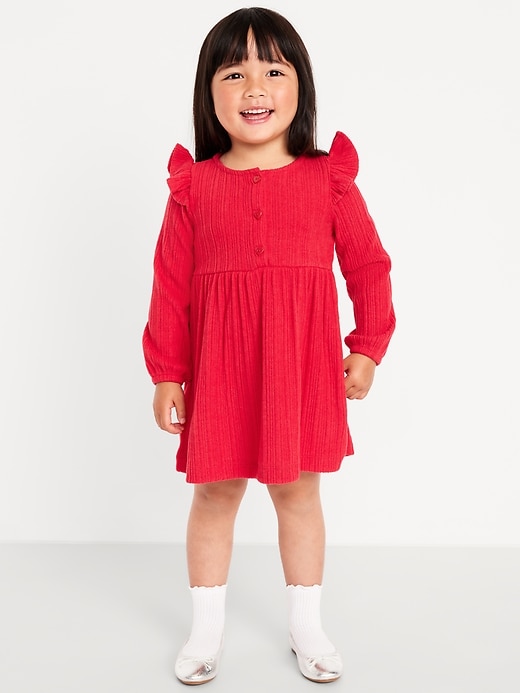 Image number 1 showing, Long-Sleeve Cozy-Knit Dress for Toddler Girls