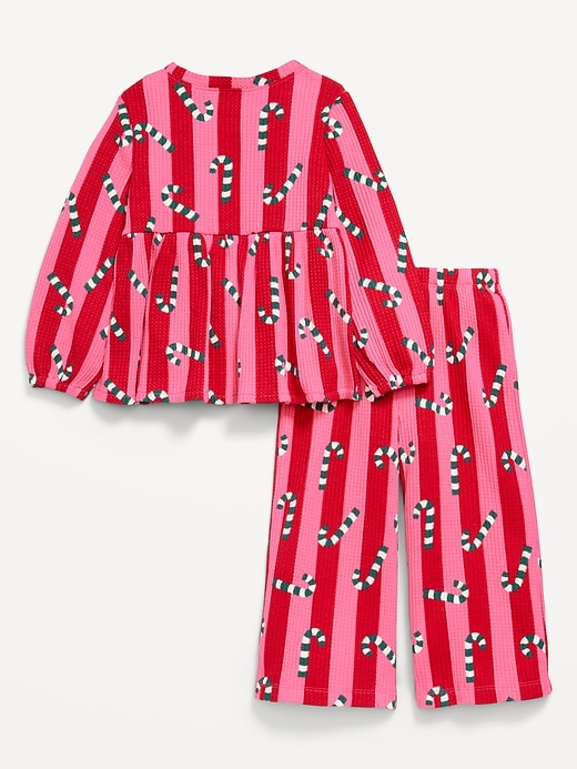 Image number 3 showing, Waffle-Knit Peplum Top and Pants Set for Toddler Girls