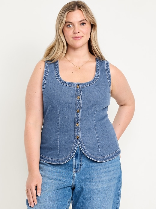 Image number 7 showing, Sleeveless Longline Denim Vest