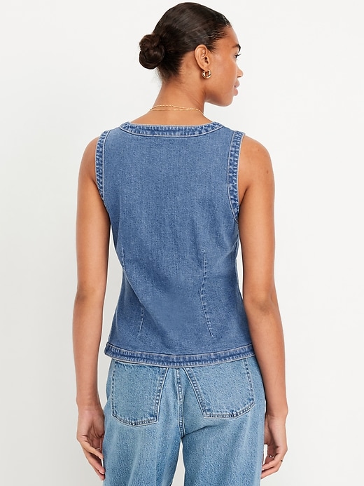 Image number 2 showing, Sleeveless Longline Denim Vest