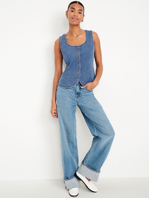 Image number 3 showing, Sleeveless Longline Denim Vest