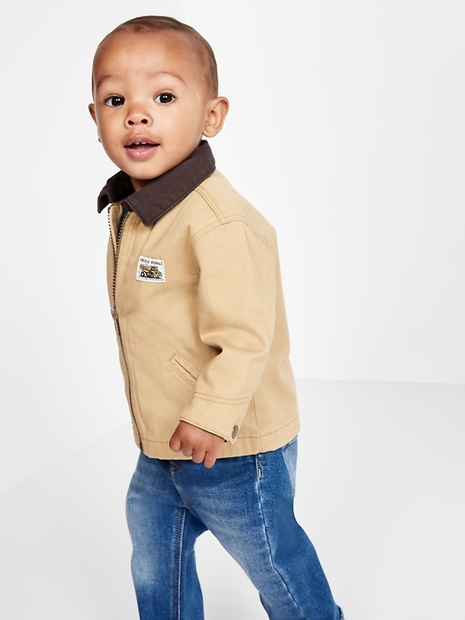 Full-Zip Twill Barn Coat for Baby