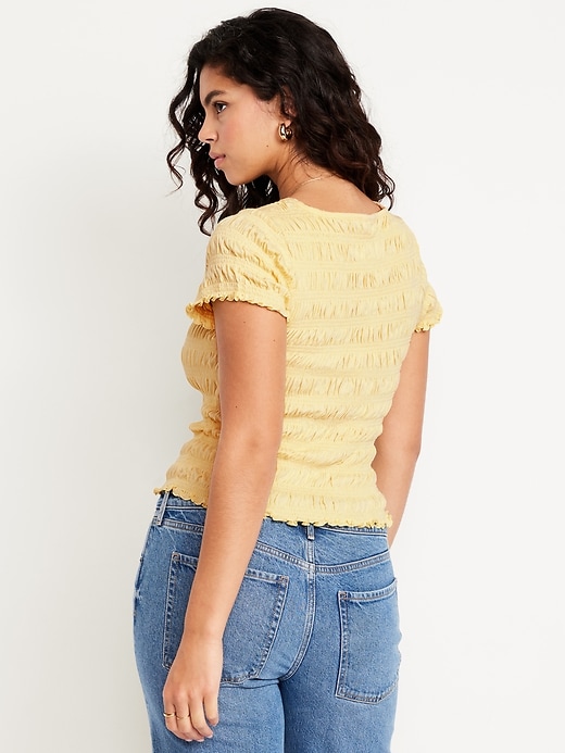 Image number 6 showing, Slit-Neck Smocked Top