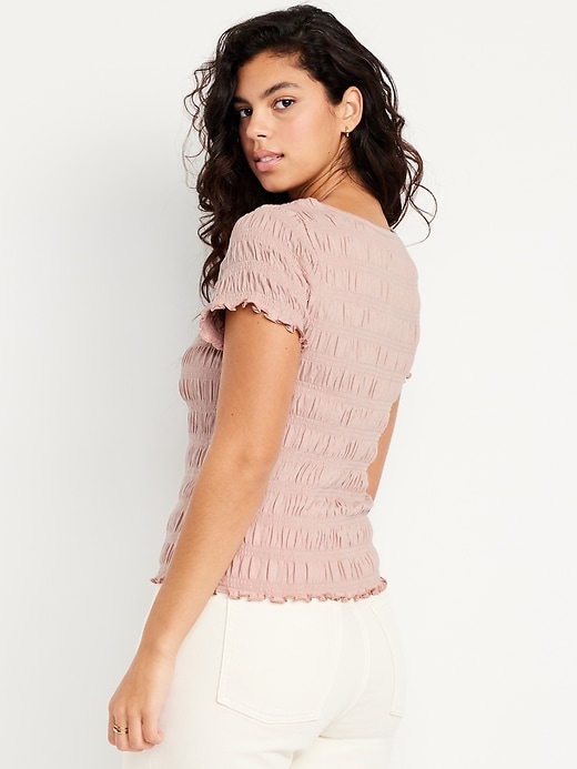Image number 6 showing, Slit-Neck Smocked Top