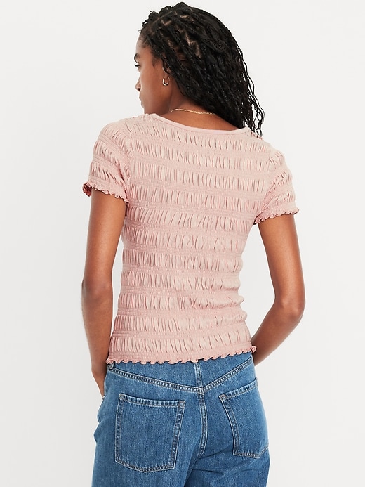 Image number 2 showing, Slit-Neck Smocked Top