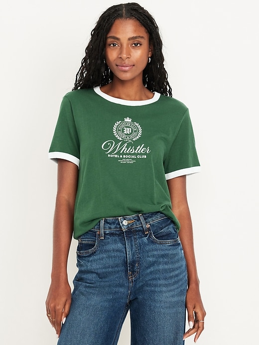 Image number 1 showing, EveryWear Crew-Neck Graphic Ringer T-Shirt