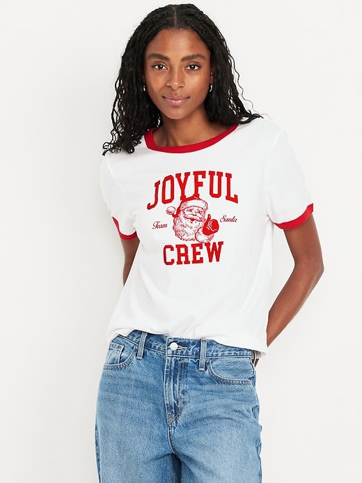 Image number 1 showing, EveryWear Crew-Neck Graphic Ringer T-Shirt