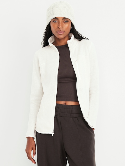Sweater-Knit Fleece Zip Jacket