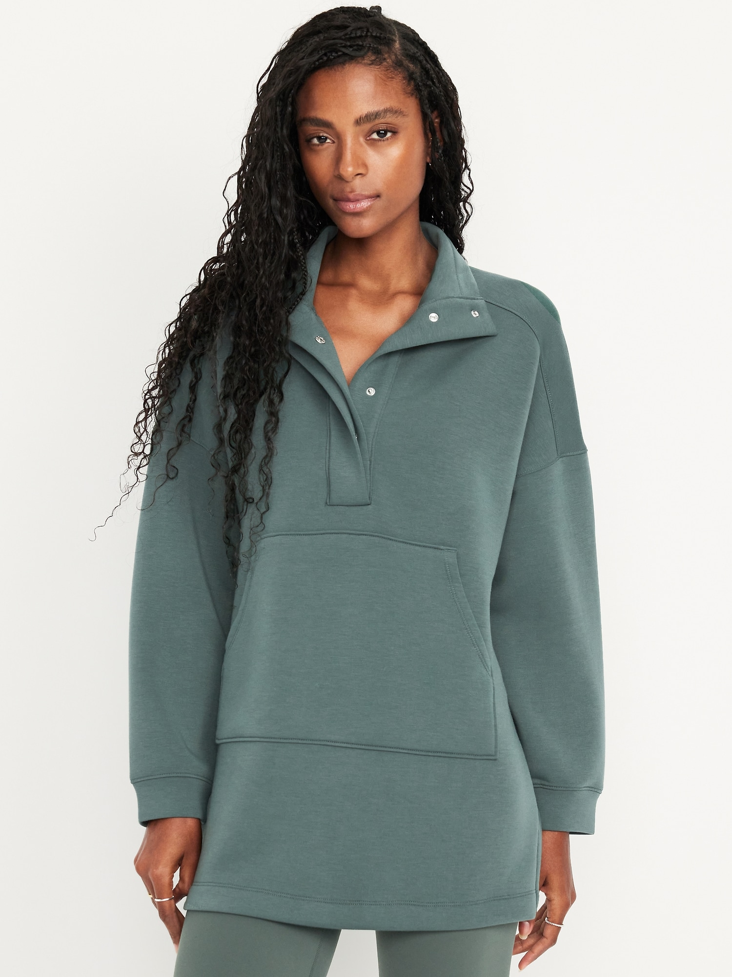 Bounce Fleece Oversized Snap-Front Tunic | Old Navy