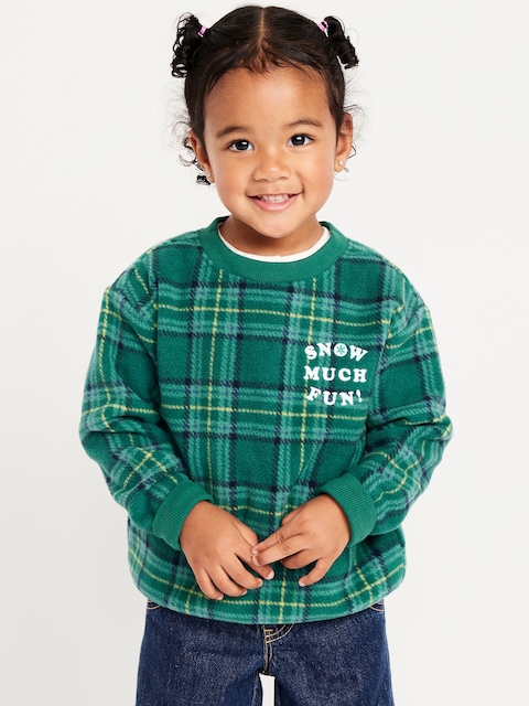 Printed Oversized Microfleece Sweatshirt for Toddler Boys