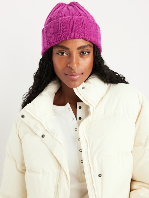 Chunky Beanie for Women - Magenta Lacquer