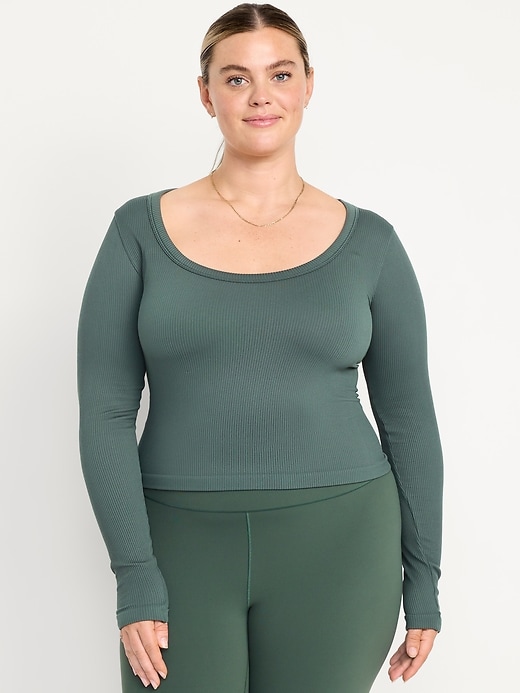 Image number 7 showing, Exhale Seamless Fitted Rib T-Shirt