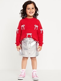 Image number 1 showing, Shiny Faux-Leather Button-Front Skirt for Toddler Girls