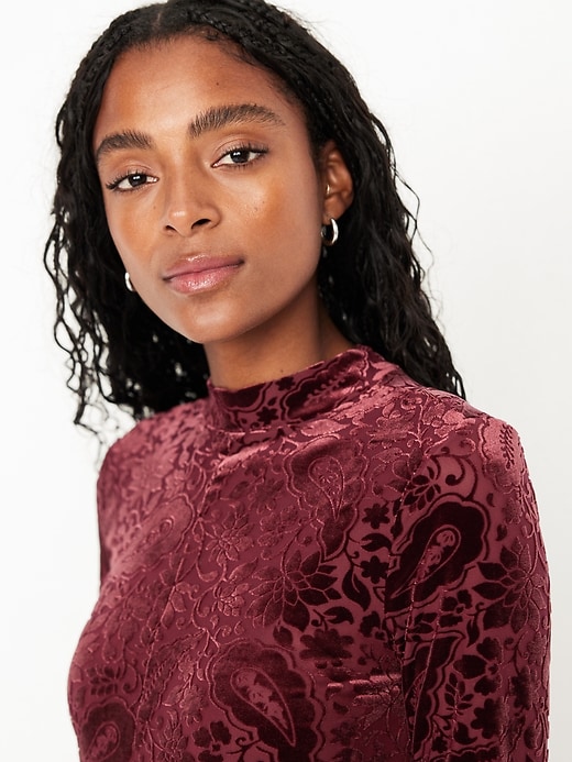Image number 4 showing, Long-Sleeve Velour Mini Dress