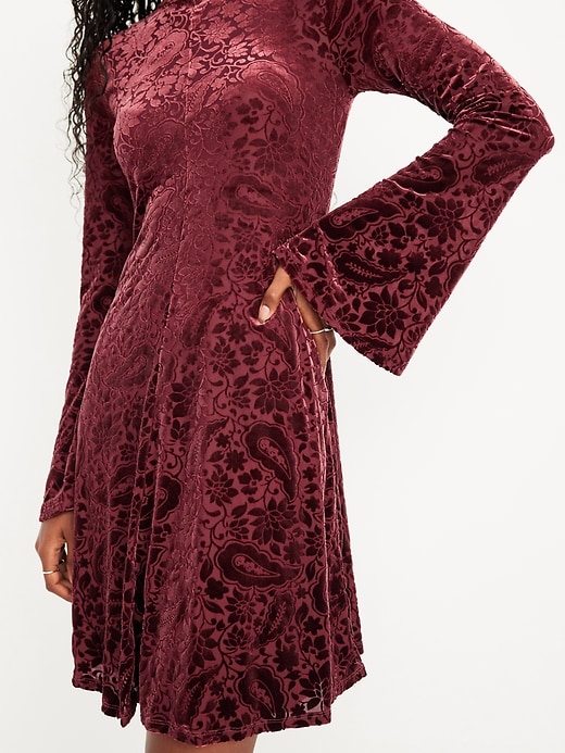 Image number 5 showing, Long-Sleeve Velour Mini Dress
