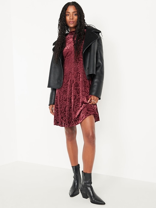 Image number 3 showing, Long-Sleeve Velour Mini Dress