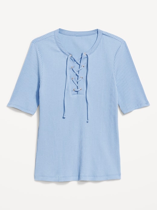 Image number 4 showing, Short Sleeve Lace-Front Top