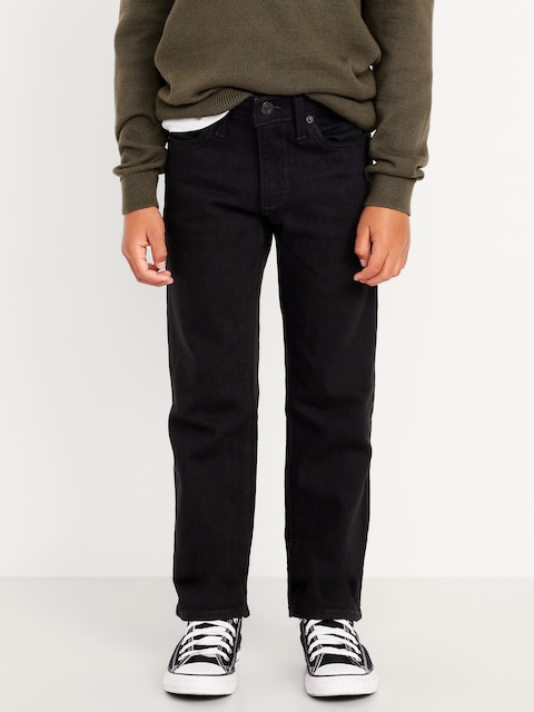 Straight-Leg Built-In Flex Black Jeans for Boys - Black Rinse
