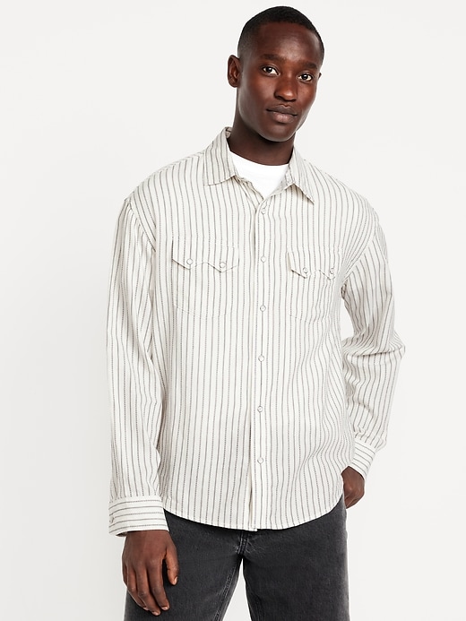 Image number 1 showing, Textured-Stripe Western Pocket Shirt