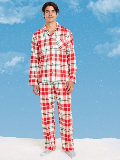 Plaid Flannel Pajama Set for Men - Red Plaid (Match The Fam!)