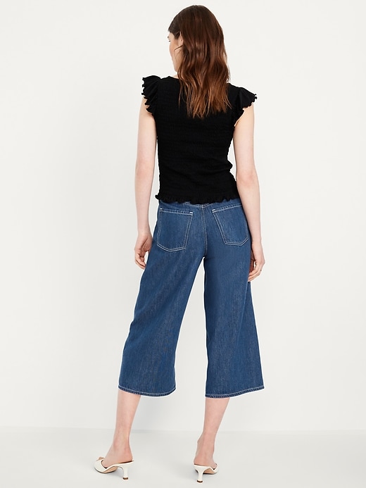 Image number 3 showing, High-Waisted Baggy Wide-Leg Culotte Jeans
